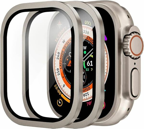送料無料 Apple Watch Ultra 2/Apple Watch Ultra 49MM用強化ガラススクリーンプロテクター 2枚 iWatch Ultra 2カバー アップルウォッチ