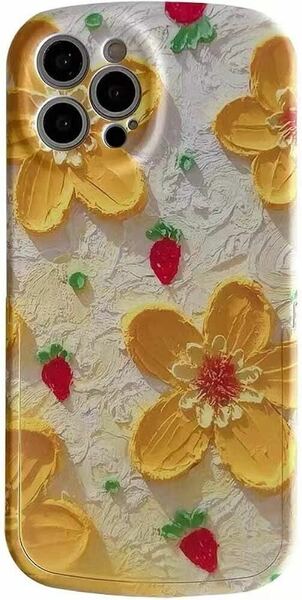 送料無料 NEKOMI スマホケース おしゃれ かわいい 油絵 iPhone13 pro スタンド 黄色 花 イエロー系 ハードカバー いちご アイフォンケース