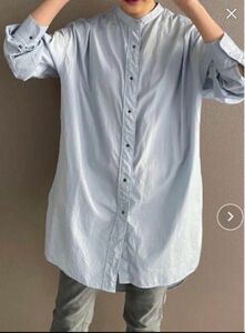 未使用近　製品染めロングシャツ　ブルー　30800円