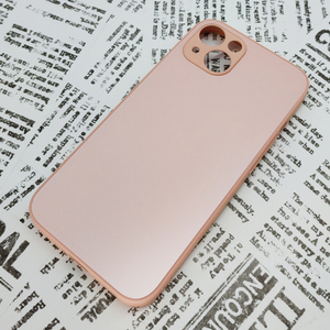 ★ iPhone 13 ガラス背面シリコンケース [29]ピンク (1)