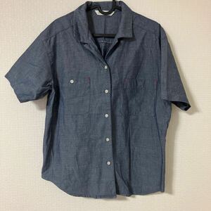 simple life red thread . Point . Denim short sleeves shirt L.XL size 