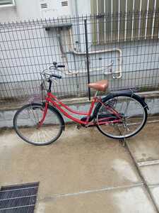 手渡しのみ 状態中古 自転車 赤系 シティサイクル 通勤 大阪市から ２６インチ　ママチャリ　ステンレスカゴ