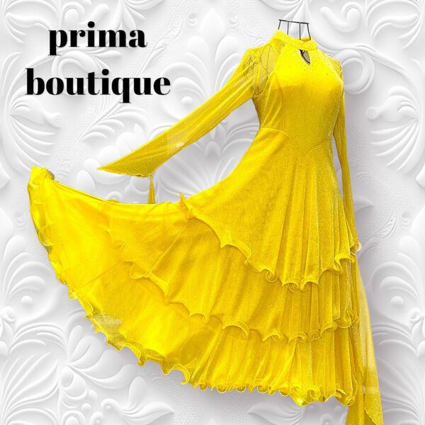 prima boutique プリマブティック 社交ダンス 発表会 ステージ衣装 パーティードレス 黄色 イエロー