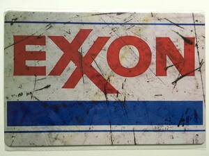 ブリキ看板 20×30cm EXXON エクソンモービル アメリカンガレージ アンティーク 雑貨 ★TINサイン★