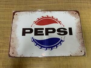 ⑥【訳あり】ブリキ看板 20×30cm PEPSI アメリカンガレージ アンティーク 雑貨 ★TINサイン★