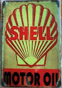 ブリキ看板 20×30cm SHELL MOTOR OIL シェル モーターオイルアメリカンガレージ アンティーク 雑貨 ★TINサイン★