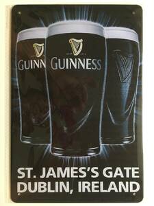 ブリキ看板 20×30cm ギネスビール GUINNESS DUBLIN,IRELAND アメリカンガレージ アンティーク 雑貨 ★TINサイン★