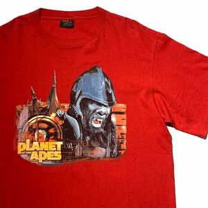 希少 90s ビンテージ Changes タグ年代 猿の惑星 プリントTシャツ PLANET APES 映画T ムービー レッド SF 1990年代
