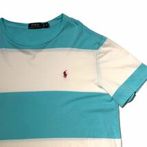 Polo Ralph Lauren 太ボーダー柄 Tシャツ ポロラルフローレン ホワイト サックスブルー_画像1