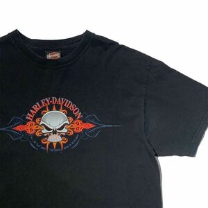 希少 00s ビンテージ Harley Davidson 両面プリントTシャツ ハーレーダビッドソン スカル バイク ハーレーT 2000年代