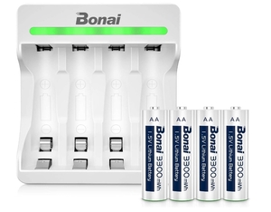 BONAI 充電池 充電器セット 4スロット急速充電器 単3形充電池 B08B1BR4D4