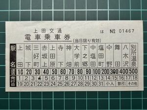 上田交通 電車乗車券 鉄道 乗車券 軟券 切符 きっぷ