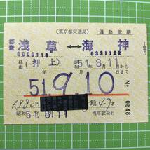 東京都交通局 補充通勤定期券 浅草橋駅発行 定期券 鉄道 乗車券 軟券 切符 きっぷ_画像1