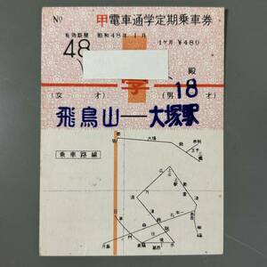 東京都交通局 電車通学定期乗車券 飛鳥山ー大塚駅 昭和48年1月 鉄道 乗車券 軟券 切符 きっぷ