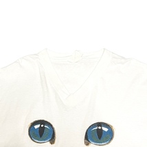 【送料無料】80s ネコ 猫 Vネック オーバーサイズ Tシャツ vintage US古着 パンク_画像3
