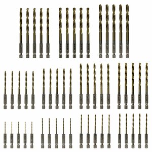 [55 pcs set ] hexagon axis drill 1.5mm 2mm 2.5mm 3mm 3.5mm 4mm 4.5mm 5mm 5.5mm 6mm 6.5mm each 5ps.@ iron steel for electric drill HSS iron steel 