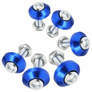 [ free shipping ]6 piece set M6 aluminium color washer number bolt Fujitsubo car bike stainless steel bolt M6 1.0 neck under 20mm blue blue 