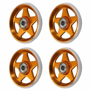 [ free shipping ] Mini 4WD all aluminium bearing roller 4 piece set 19mm pra ring attaching 5ps.@ spoke star type Gold × white parts 