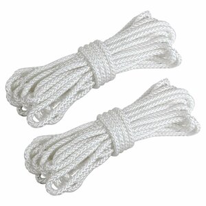 [ free shipping ]8 strike 8mm 10m 2 pcs set total 20m mooring rope fender rope double Blade white / white marine rope boat mooring 8 millimeter 