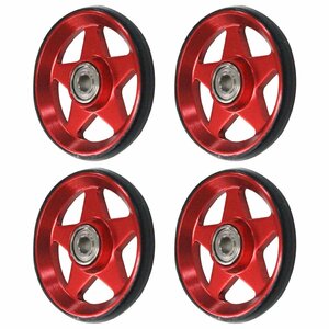 [ free shipping ] Mini 4WD all aluminium bearing roller 4 piece set 19mm pra ring attaching 5ps.@ spoke star type red × black parts 
