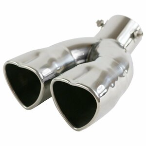  Heart type 2 pipe out muffler cutter double stainless steel light car truck woman Kawai i downward angle attaching [Φ36-52mm correspondence ]