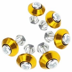 [ free shipping ]6 piece set M6 aluminium color washer number bolt Fujitsubo car bike stainless steel bolt M6 1.0 neck under 20mm Gold gold 