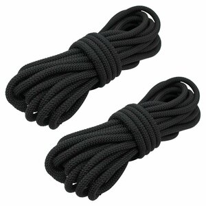 [ free shipping ]16 strike 8mm 10m 2 pcs set total 20m mooring rope fender rope double Blade black / black marine rope boat mooring 8 millimeter 