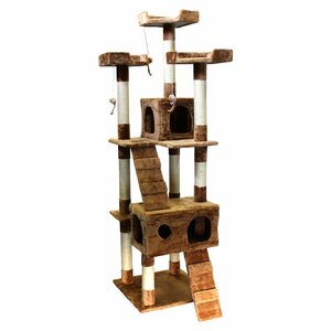 [ free shipping ] height 170cm cat tower Brown cat house .. put nail .. playing place .. house put type cat house big size 