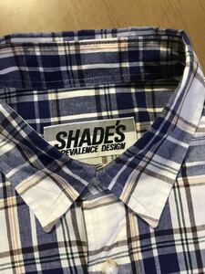 SHADES PREVALENCE DESIGN　日登美㈱日本製　綿100％　白ベース藍茶緑オレンジ格子