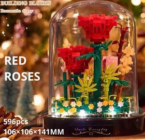 RED ROSES バラ　薔薇　ブロック フラワー　造花