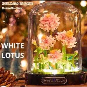 WHITE LOTUS ブロック　フラワー　蓮　造花　インテリア　小物　フラワーブーケ　プレゼント　造花