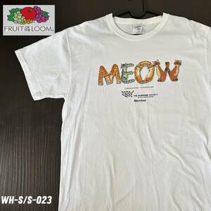 フルーツ・オブ・ザルーム　猫プリントTシャツ　Lサイズ　動物愛護Tシャツ　古着