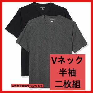 残り1点★2枚組 Tシャツ Vネック 春夏秋 洗い替え 半袖 メンズ S レギュラー ゴルフ 普段 予備 ティシャツ