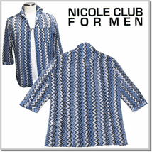 ニコルクラブフォーメン NICOLE CLUB FOR MEN シアーレース 7分袖スタンドシャツ 4264-8204-48(L) メッシュ バルファスレース_画像6