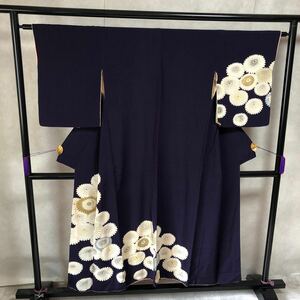  античный кимоно установка ниже фиолетовый цветок Showa Retro Taisho роман современный мир ...ko-te переделка шелк натуральный шелк 100%.15-08t