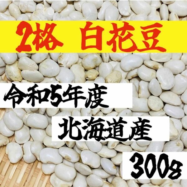 【２格 ３００g】令和５年度 北海道産 白花豆 乾物 乾燥野菜 豆 