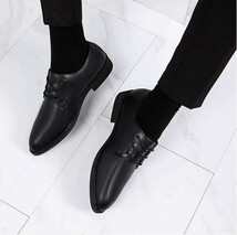 靴 bs1【26cm】メンズ ビジネスシューズ メンズシューズ プレーントゥ 合成革靴 無地 シンプル 通勤 軽量 靴 黒 ブラック_画像6