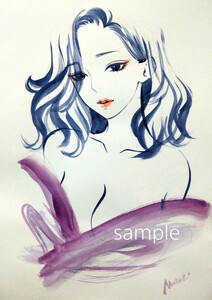 Art hand Auction 原创手绘水彩画, 一位美丽女人的画像, 手绘插图, A4@mucica, 艺术品, 绘画, 肖像