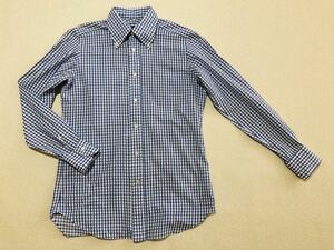 美品　39(M)サイズ　TOMORROW LAND　ボタンダウンシャツ　 ギンガムチェック　青 白