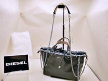 １円スタート　美品　★ DIESEL ディーゼル 2way レザー&デニム　リバーシブルバッグ　簡易保存袋付き_画像7