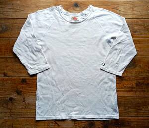 ハリウッドランチマーケット ストレッチフライス 7分袖カットソー Tシャツ H刺繍 size 4(XL) メンズ 白 ホワイト 日本製 USED古着