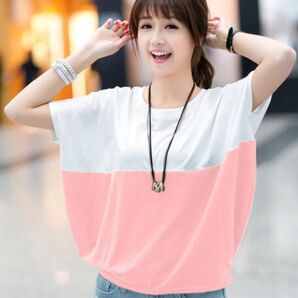 【006200M】新品 Tシャツ　半袖　ポンチョ風　ピンク