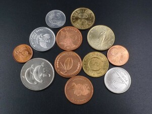 世界貨幣12枚 硬貨 インドネシア ハンガリー マン島 アイスランド エストニア ガイアナ フランス ポーランド ガンビア アイスランド コイン