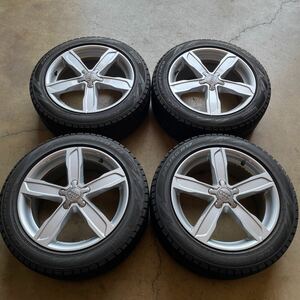 アウディ　A4 純正ホイール 美品 スタッドレス 4本　バリ山　225/50R17 7.5J オフセット36 PCD112 5H ハブ径66mm KBA49607 良品 中古タイヤ