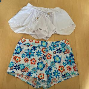 中古　M 水着生地　水着の上に着る　ショートパンツ　2枚セット　ハウスクリーニング済み　 