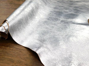 [1 иен старт!!] металлик кожа серебряный 27ds работа с кожей материал натуральная кожа 