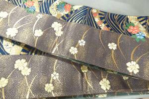 < silver. axe > silk * unused goods * genuine . front Hakata woven small width double-woven obi *. origin . three woven * both sides half width obi 