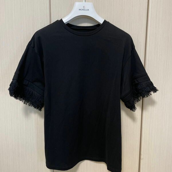 【新品未使用】LE CIEL BLEU(ルシェルブルー) フリンジ カットソー Tシャツ　サイズ36 ブラック