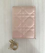 変色あり Dior ディオール　カナージュ カードケース 名刺入れ ピンク系 チャーム付き レディース　パスケース_画像1
