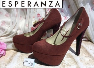 1588/ new goods Esperanza 22.0cm heel race strap pumps ESPERANZA low repulsion regular price 8900 jpy 